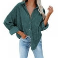 thumbnail image 1 of PENGXIANG Chemise à Manches Longues en Velours Côtelé pour Femmes avec Boutons et Col Rabattu, 1 of 4