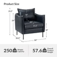 thumbnail image 7 of Vegan Leather Upholstered Accent Chair Lounge Armchair Sofa Moveable Cushion Metal Legs Reception Bedroom Navy, 7 of 7