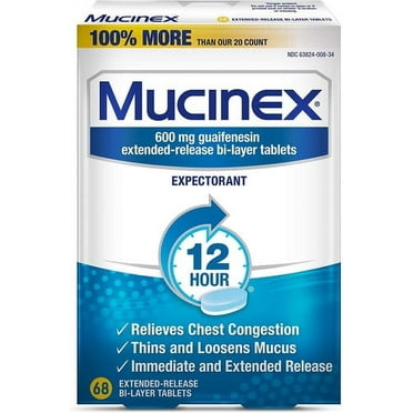Mucinex 12 Hr Chest Congestion Expectorant, Tablets, 68 Ea..