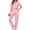 Pink, variant on Fall 2 Piece Pajamas for Women Short Sleeve Top and Long Pant Casual Button up Sleepwear Ladies Matching Set