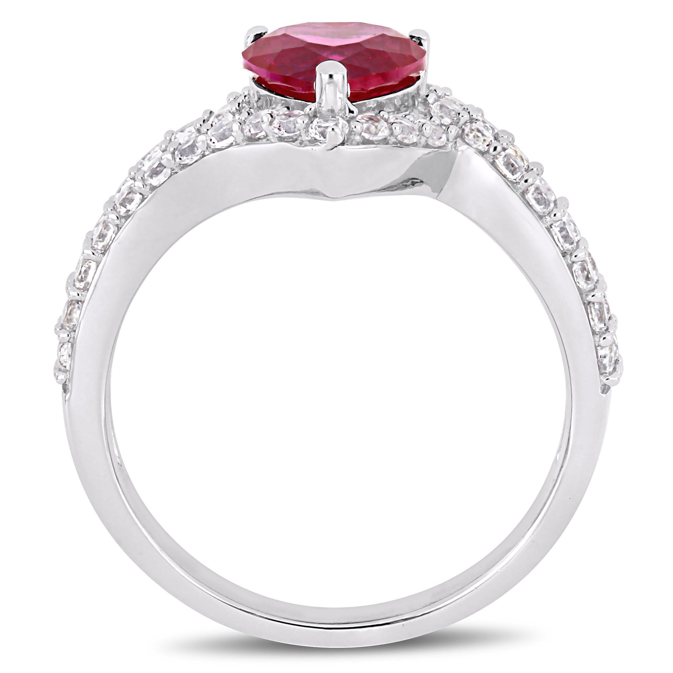 Everly Women's Created Sapphire and Ruby Sterling Silver Engagement Ring