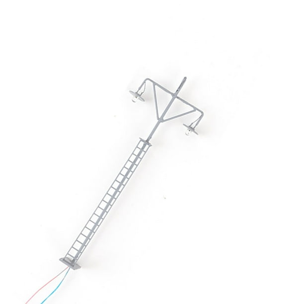 Matsuzay Modelo de luz de vía férrea para exteriores, modos de blanco cálido, Mini poste de luz LED, escala 1: 87, microaccesorios de Artesanía Gris (luz blanca)