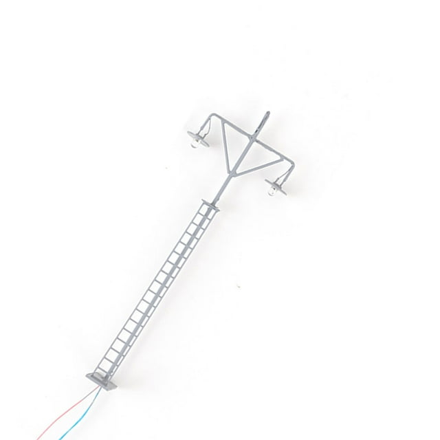 Inteprter Modelo de luz ferroviaria, modos de luz blanca cálida, miniposte LED en miniatura para patio, lámparas de parque de cabezales, decoraciones Artesanía Gris (luz blanca) Inteprter HA064534-01