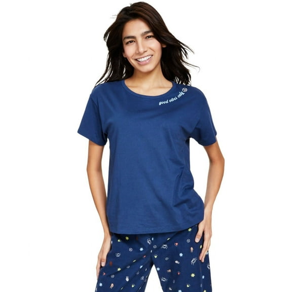 Jenni Women’s Short-Sleeve Graphic-Print Sleep Tee, Navy, Small