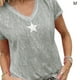 thumbnail image 1 of Camiseta Mujer Con Cuello En V Manga Corta Top suelto Estampado Chica Verano Top, Gris, M Methold AP001862-10, 1 of 4