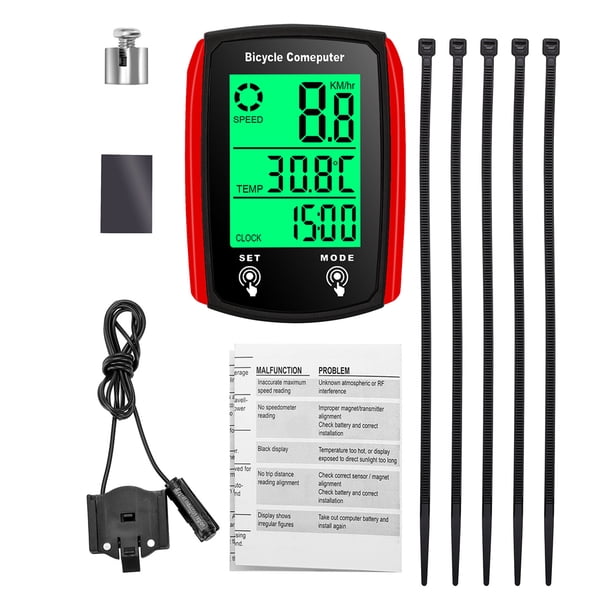 Velocímetro del motorista Ordenador de bicicleta con cable velocímetro Digital LED para bicicleta odómetro pantalla táctil ordenador de ciclismo resistente al agua con retroiluminación para bicicleta