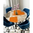 thumbnail image 5 of nqOlkjepod Burnt Orange Grey Round Tablecloth, Fitted Table Cover with Elastic for 55"-60" Round Tables, Abstract Modern Oil Painted Geometric Table Cloth Outdoor Dinning Party Waterproof Tablecloths, 5 of 6