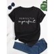 thumbnail image 1 of Womens Chic Letter Print T-Shirt - Comfortable Crew Neck, Loose Fit, Short Sleeves - Lightweight Summer Tops for a Casual Chic Look, 1 of 5