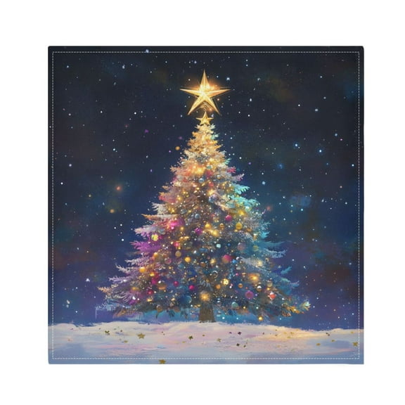 JSTEL Christmas Tree Fantastic Cloth Napkins Set of 4, 20x20 Inch Washable and Reusable Napkin for Decoupage Dinner Party Everyday Use