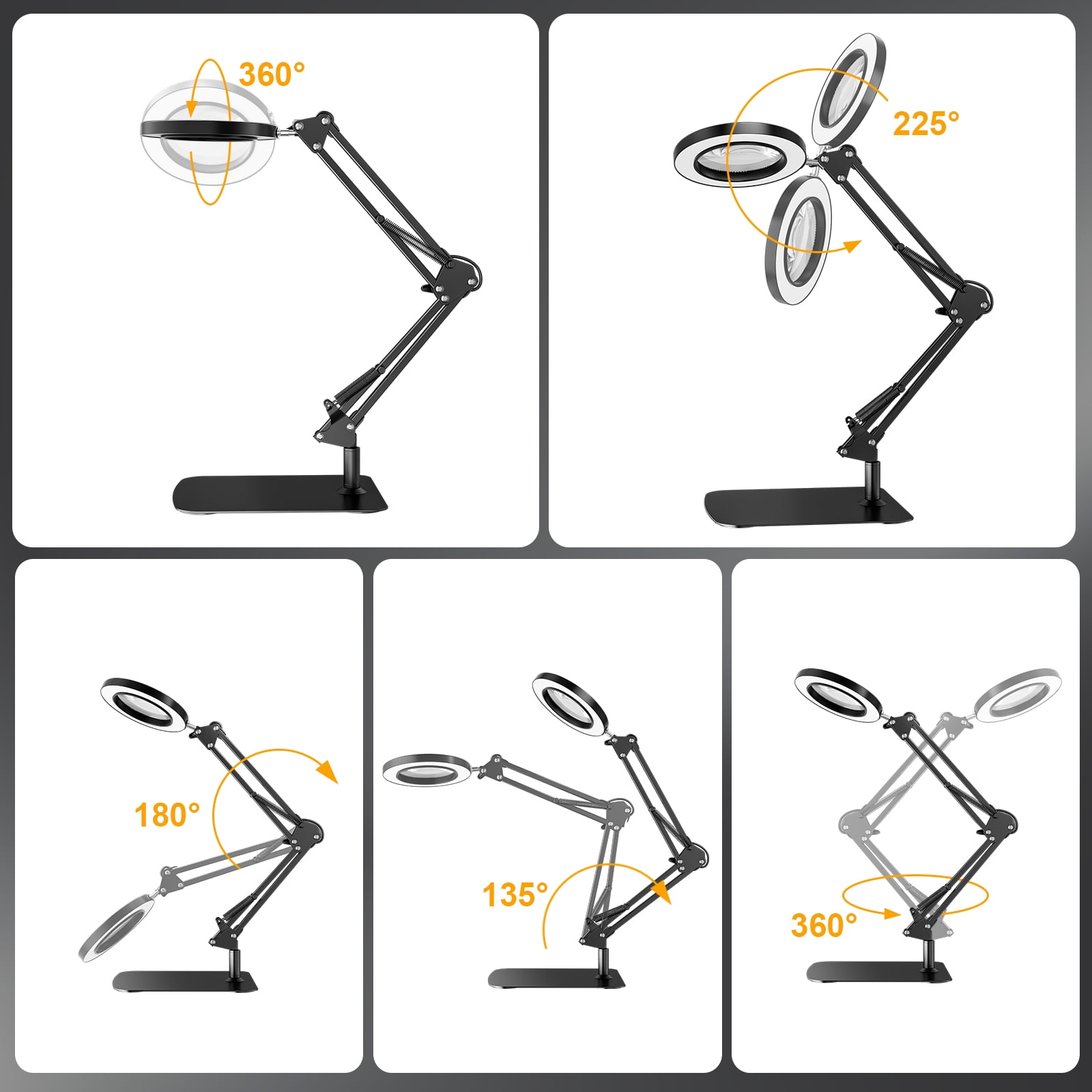 BEBANG  Magnifying Glass with Light and Stand, 3 Dimmable Color Modes, 4.2″ Real Glass, 2-in-1 Lighted Magnifying Lamp for Close Work Sewing Crafts