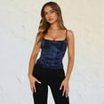 thumbnail image 5 of Women'S Square Neck Halter Strappy Tube Top Y2k Sleeveless Off Shoulder T Shirts Backless Tight Tank Tops Blue M, 5 of 7