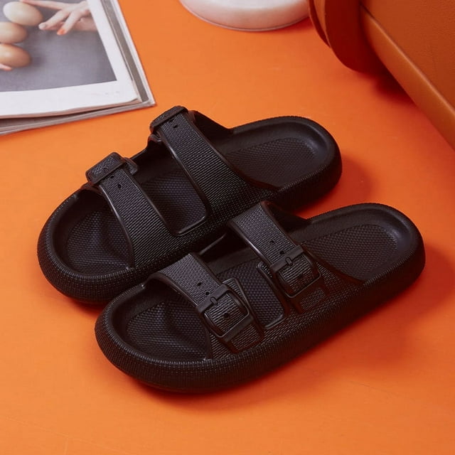 Zapatillas de nube con plataforma gruesa para mujer, sandalias deslizantes con suela suave y hebilla a la moda, chanclas antideslizantes para playa de verano 2023