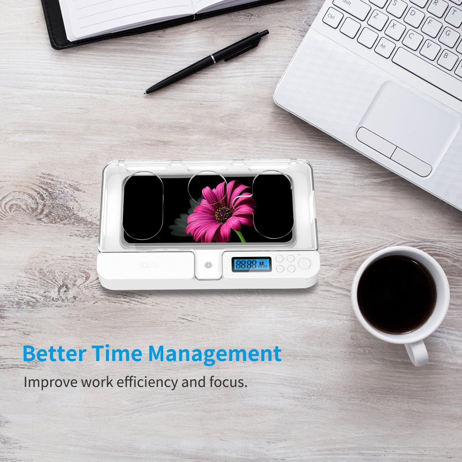 iDiskk Timer Phone Locker ホワイト iDiskk Phone Lock Box with Timer, iPhone timed Box for