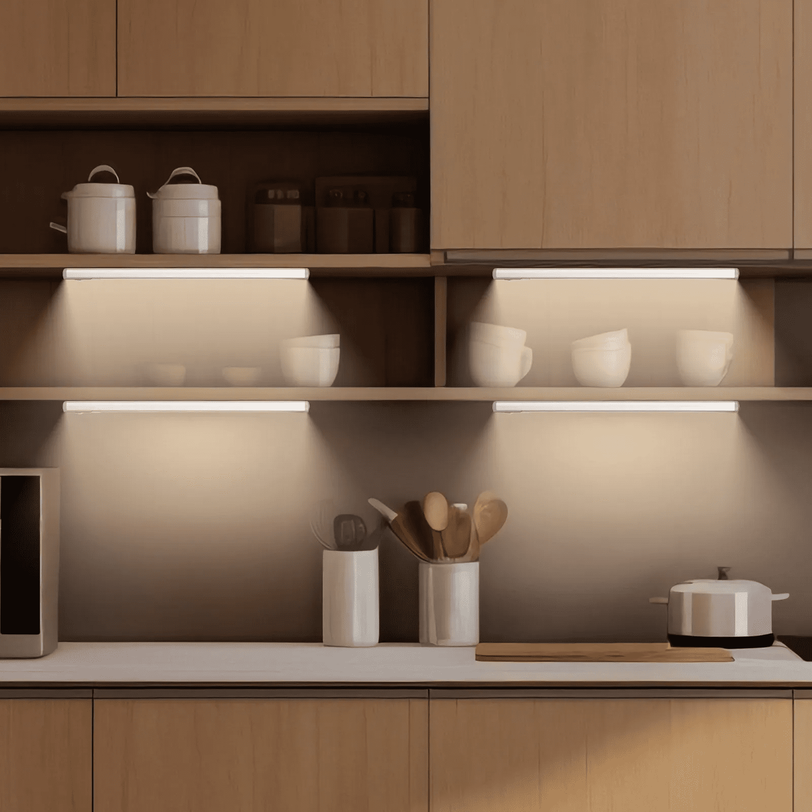 Under Cabinet Lighting, 2 PCS, 40 LED Motion Sensor Lights, Rechargeable Battery Operated Closet Lights with Remote Control, Wireless Under Counter Light for Cabinets, Bookshelf, Stair, Hallway