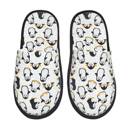 Balery whiter cute penguin Slient Indoor Furry Fleece Comfort House Shoes Soft Non-Slip Home Shoes Cotton slippers House Slippers-- Medium