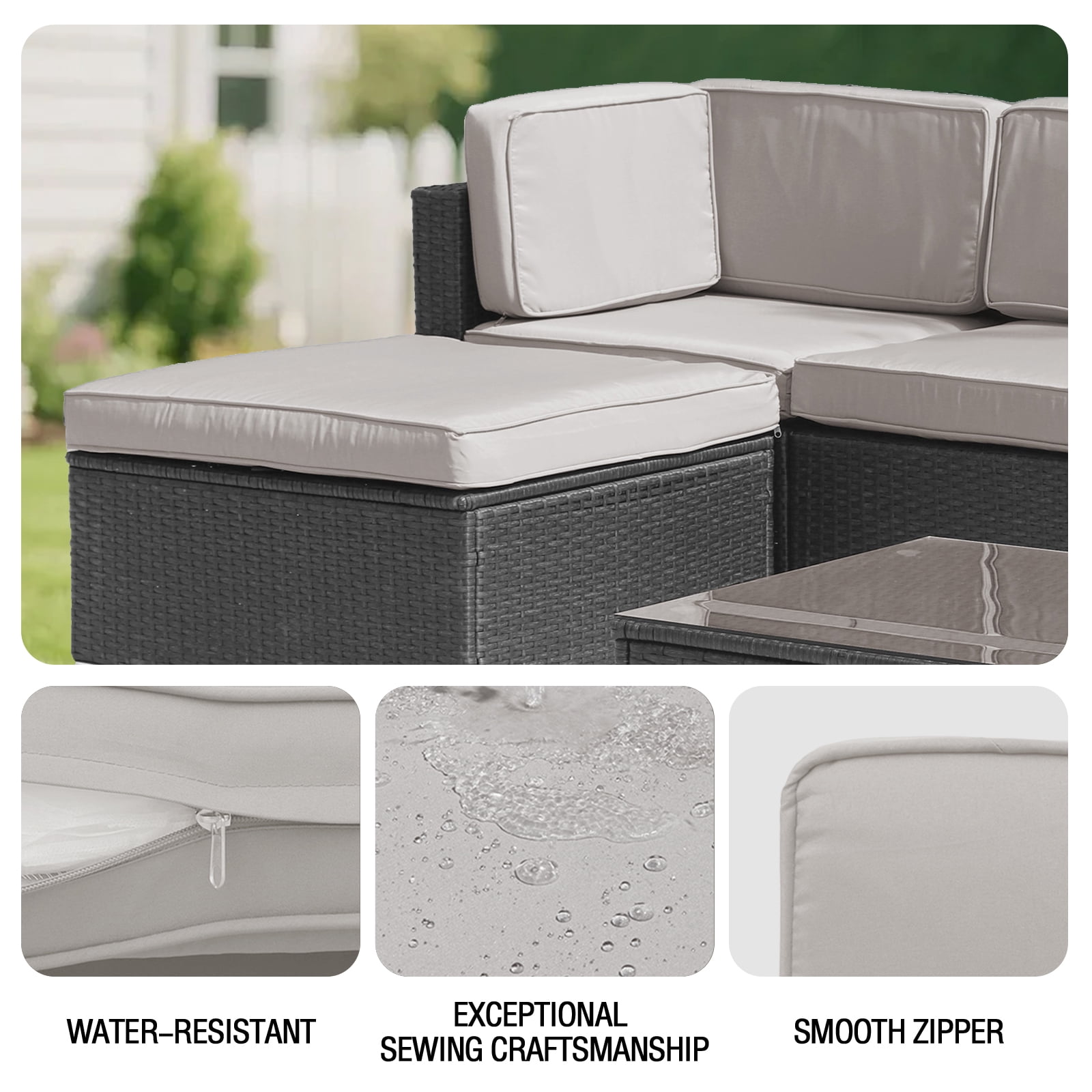 FKS LIFE Outdoor Cushions Covers Patio Sofa Washable Cushions Cover Furniture Cushion Slipcovers Sets (11 Pack)
