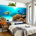 thumbnail image 2 of Wallpaper Underwater World Island Fish Sea Ocean Turtle Coral Reefs Tropical Peel and Stick Wall Murals 100"H x 144"W Removable PVC Wall Paper Self-Adhesive Wall Decor for Bedroom Living Room, 2 of 7
