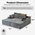 thumbnail image 3 of Liaroo 78.7" Double Chaise Lounge Chair Indoor, Oversized Boneless Sofa Bed, Deep Seat Sleeper Couch Reading Chairs, Cloud Sofas with Cup Holder & Side Pocket for Living Room, No Assembly Required, 3 of 12
