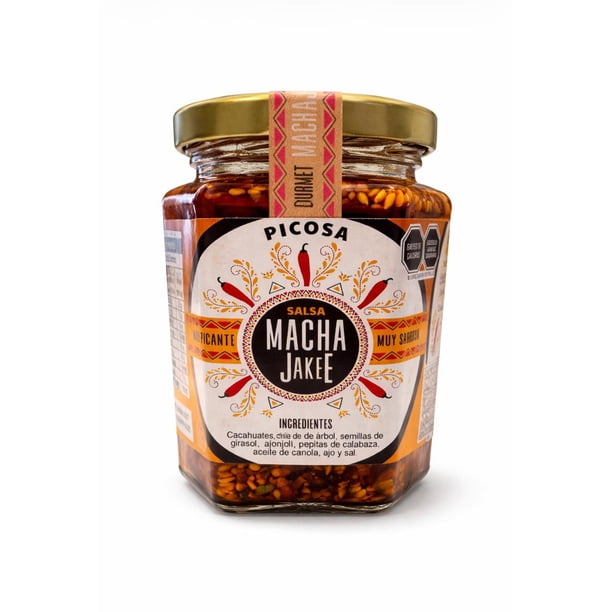 Salsa Macha Jakee Picosa 250ML | Salsa Artesanal, Gourmet, Mexicana | Semillas y Chile de Arbol | Ideal para Carnes, Mariscos, Pollo y Botanas.