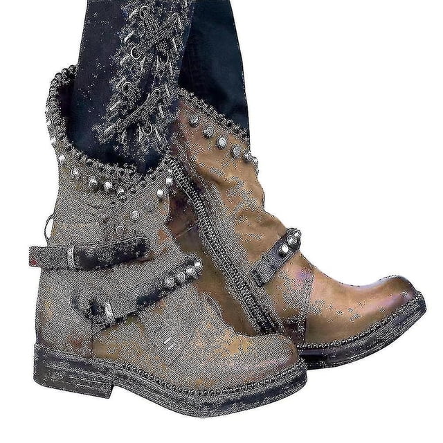 2023 Nouvelles Bottines Punk Cloutées pour Femmes Chaussures de Cyclisme à Fermeture Éclair