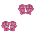 thumbnail image 4 of Jumpingount Lindas mujeres gato garra pata mitones de felpa cálido felpa corto sin dedos mullido oso gato guantes disfraz medio dedo rosado 2piezas, 4 of 6