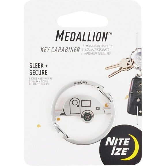 Nite Ize Medallion Teardrop Camper Key Carabiner Stainless Steel Key Ring