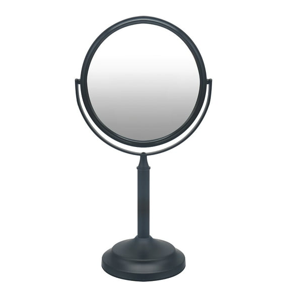 Eden Bath Round Two Sided 5X Black Framed Freestanding Makeup / Shaving Mirror