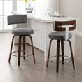thumbnail image 2 of ANMINY Bar Stools Set of 2 360° Swivel with Back and Round Seat PU Leather Barstools 29" Bar Height Upholstered Bar Chairs Island Stools for Kitchen Counter, 2 of 9