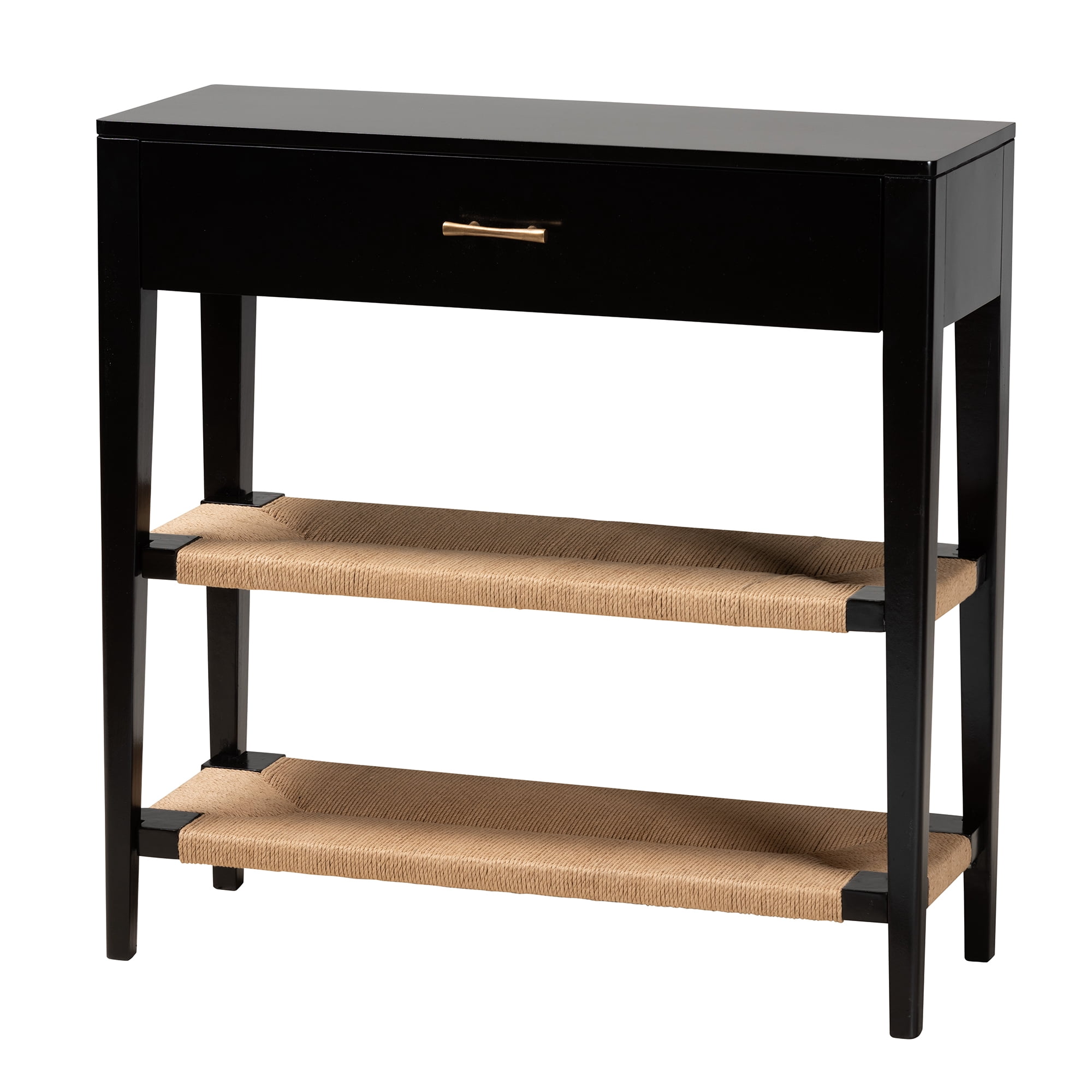 bali & pari Freya Bayur Wood BOHO Console Tables, Black