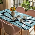 thumbnail image 3 of Aqua Geometric Table Cloths for 4 Foot Rectangle Tables, Modern Black White Striped Abstract Lines Patio Waterproof Elastic Fitted Tablecloths, Washable Rectangular Table Cover for Camping, 3 of 8