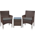 thumbnail image 6 of Lacoo 3 Pieces Outdoor Patio Furniture Gray PE Rattan Wicker Table and Chairs Sets Bar Set with Cushioned Tempered Glass , Brown / Gray, 6 of 6