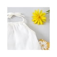 thumbnail image 5 of Infant Baby Girl Summer Clothes Set, Solid Ribbed Sleeveless Halter Neck Romper + Floral Print Elastic Waist Flare Pants, 5 of 9