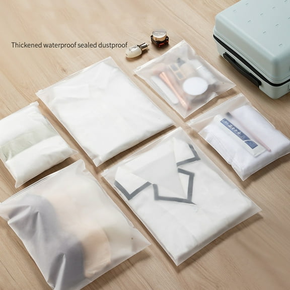 5PCS Frosted Zipper Bags, Reusable Waterproof Clothing Storage Zipper Pouch, Travel Storage Bags, Sealed Storage Bags for Packaging T-Shirt, Shirt, Underwear