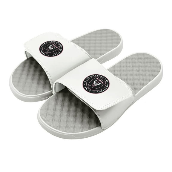 Youth ISlide White/Gray Inter Miami CF Primary Logo Slide Sandals