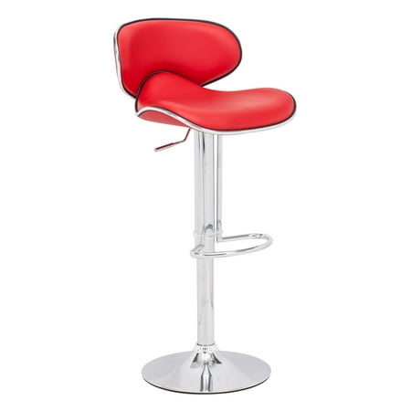 Steel Carry Bar - Modern Contemporary Bar Stool Chair, Red Leatherette Chrome Steel
