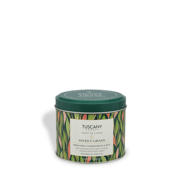 Tuscany Candle Sweet Grass: Bergamot & Oud Scented Spring Tin Candle, 12 oz