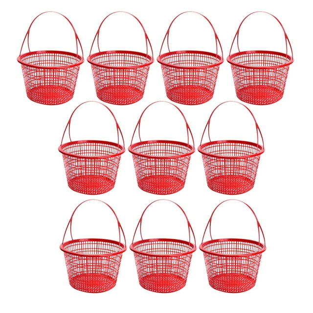 Cesta de fruta de 10 piezas, cesta pequeña para recoger fruta, cesta de la compra, cesta para recoger fresas con asa