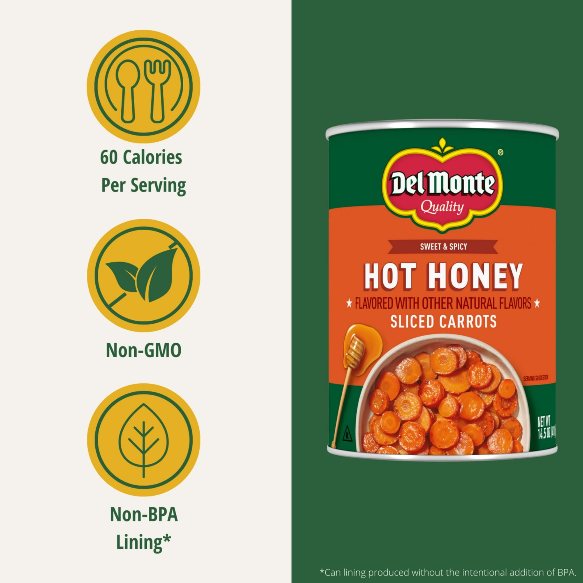Del Monte Hot Honey Flavored Sliced Carrots, Canned Vegetables, 14.5 oz. Can (Pack of 4)