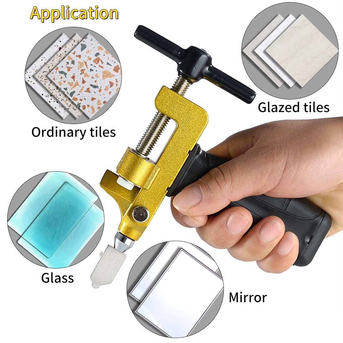 Wailicop Tile Cutter with Handgrip Clamp, Marble Cutting Tool, 2-in-1 Glass Cutter & Breaking Pliers, 3-15mm