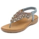 thumbnail image 1 of Chanclas de estilo bohemio de verano con cuentas y hebilla de diamantes de imitación, zapatos de mujer con banda de goma y tacón elástico, 1 of 4