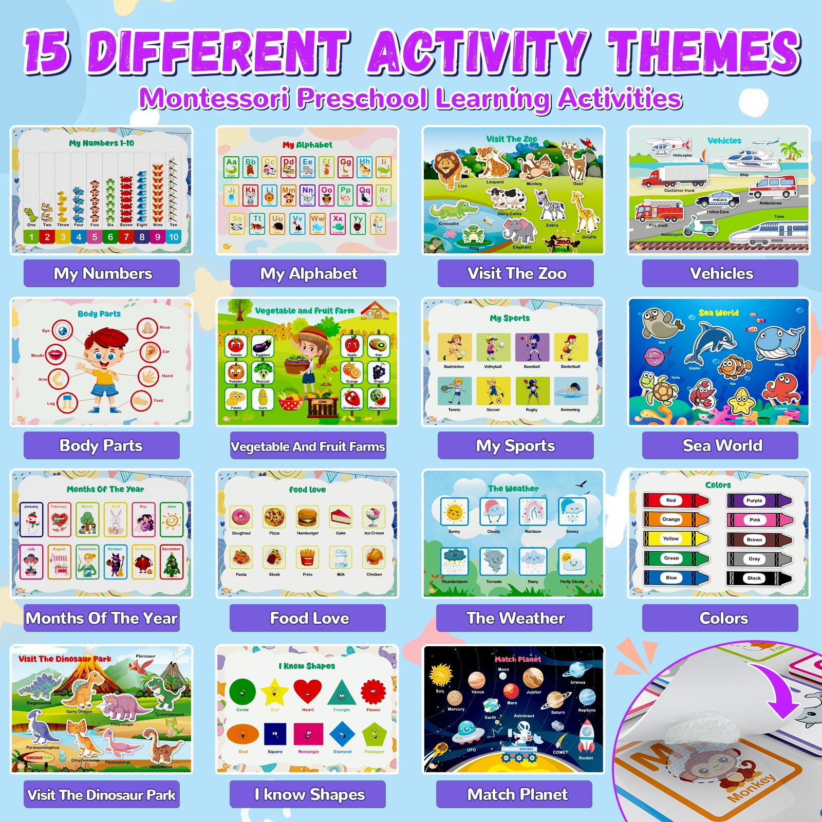 Busy Book for Toddlers 1-3, Montessori Preschool Learning Activities Busy Board, Educational Sensory Travel Toys, Gifts for Kids Girls Boys Ages 2-4