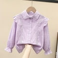 thumbnail image 2 of SHTXOZHI Girl's Button Down Casual Shirts Long Sleeve Collared Cute Blouses Kids 3-14 Years, 2 of 3