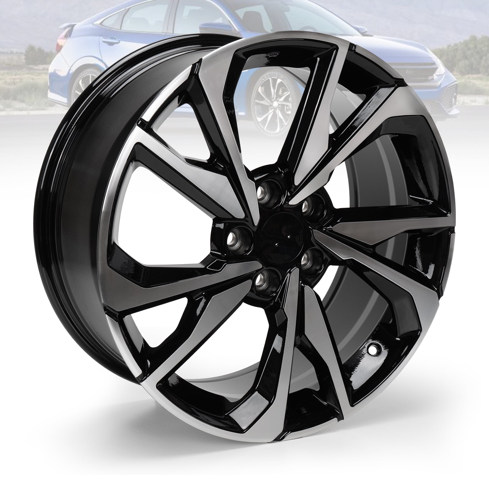 18"x8" Replacement Wheel Rim for 2017-2021 Honda Civic, 18 inch Alloy Rim, Black