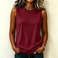 thumbnail image 2 of WULMLEO Women's Tank Tops Summer Basic Crewneck Tanks Sleeveless Casual Loose Fit Shirts Tees Wine M, 2 of 6