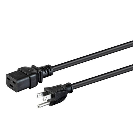 UPC: 0889028142301 | Monoprice Heavy Duty Computer Power Cord – 15 Feet – Black | NEMA 5-15P to IEC 60320 C19  14AWG  15A  SJT  125V  For Powering Computers  Servers