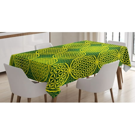 

Abstract Tablecloth Modern Vivid Flower of Life Meditation Ancient Code Icon Illustration Rectangular Table Cover for Dining Room Kitchen 60 X 84 Inches Yellow Hunter Green by Ambesonne