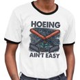 thumbnail image 2 of Hoeing Ain't Easy Ringer Tee Shirt Unisex X-Large White/Black, 2 of 5