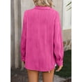 thumbnail image 3 of SHIBEVER Botton Down Shirts for Women Lapel Collar Long Sleeves Tops Loose Fit Soild Pink Cute Tee for Lady Tops Size S, 3 of 5