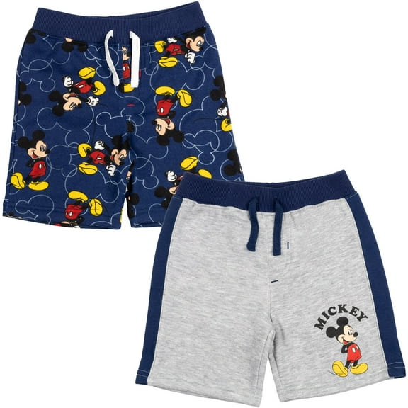 Disney Mickey Mouse Little Boys Fleece 2 Pack Shorts Toddler to Little Kid