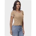 thumbnail image 6 of Women Summer Short Sleeve Shirts Crewneck Striped Color Block T Shirts Slim Fit Basic Tee Tops, 6 of 6